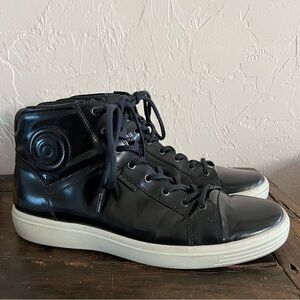 Ecco Soft 7 Men’s Black Leather Sneakers Lace-Up High Top EU 47 (US 13 - 13.5)